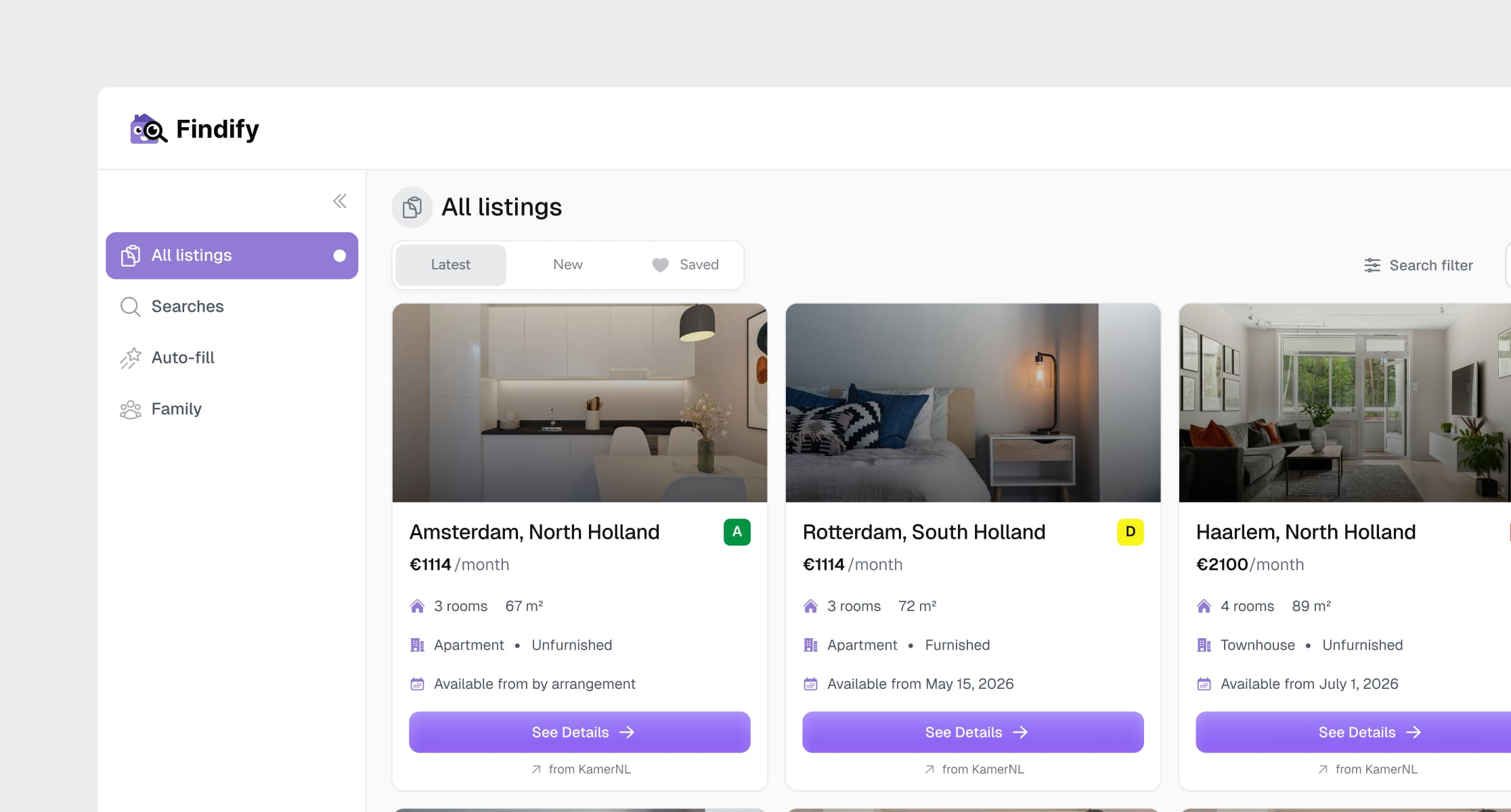Listings view